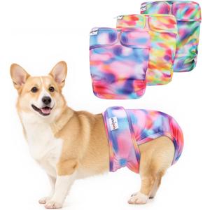 Female Dog Diapers Reusable No Tail Hole Period Panties Washable 3 Pack Diapers Female for Docked-Tail Frenchie French Bulldog Boston Terrier Without Tail U-WWD03XS (XS(Waistline:NB-10"))