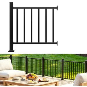 Aluminum Deck Railing Kit, Modular 36 in H. x 3 Ft W Level Railing Kit for Outdoor Steps,Heavy Duty Balustrade System for Deck, Porch, Patio & Balcony(1 Post, 1 Panel)