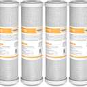 Membrane Solutions 5 Micron 2.5" x 10" CTO Carbon Block Water Filter Cartridge Replacement for Whole House Filtration Systems, Compatible with WFPFC8002, WFPFC9001, FXWTC, WHKF-WHWC, 4-Pack