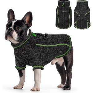 Dog Jackets for Small Dogs Boy, Reflective Fleece Dog Sweater Coat with D-Ring Zipper Up Warm Winter Cold Weather Doggy Clothes, Black, Size: Medium