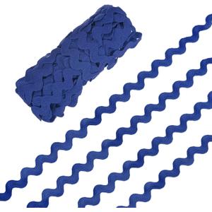 Rick Rack Trim, 10 Yard 10mm / 0.4 Inch Wave Bending Fringe Trimming Ribbon for Sewing/DIY Crafts/Clothes/Decoration, Polyester RIC Rac Trim [Deep Blue]