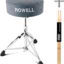 ROWELL Drum Throne Adjustable Drum Stool Lightweight Drum Seat Soft Drum Stools Electric Drum Throne Max Weight 330Lb Drum Set Stool Textured Blue Drum Thrones for Kids Adult Women Drummer (Thickened)