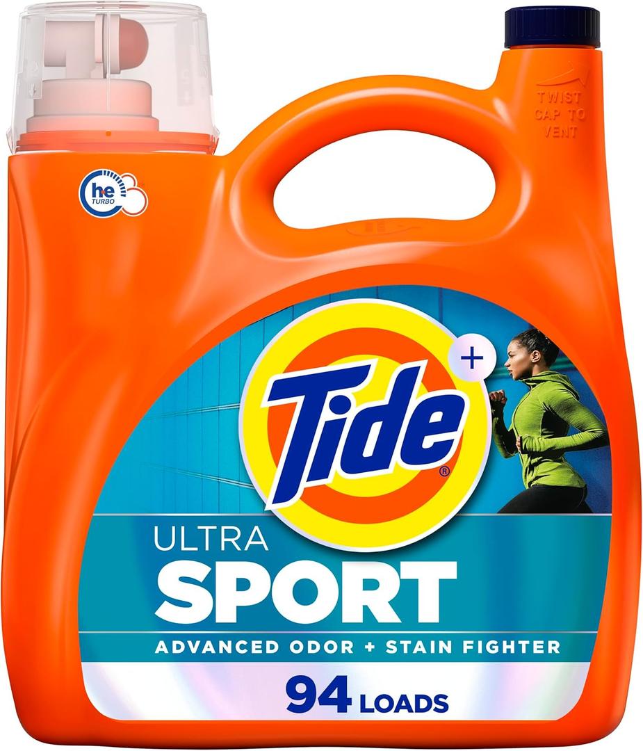 Tide Ultra Sport Liquid Laundry Detergent, 132 fl oz, 94 Loads, Laundry Detergent Liquid with Advanced Sweat plus Stain Fighters