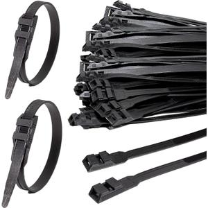 Black Zip Ties Heavy Duty 10  0.35 in Electrical Cable Ties 200 LB Load Capacity 100 PCS UV Resistant Double Locking Nylon Tie Straps for Cable Management Outdoor Use and DIY Projects (9 mm x 260 mm)