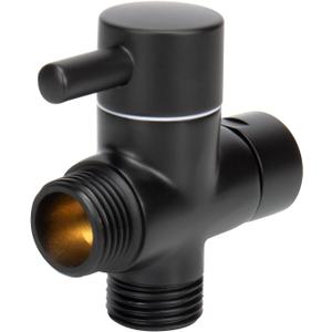 NearMoon Solid Brass G1/2" Shower Arm All Metal Universal 3-Way Diverter Valve for Handheld and Fixed Head, Replacement Component Adapter (Matte Black)