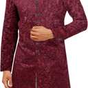 Runcati Mens Kurta Sherwani Coats Kaftan Indian Ethnic Royal Suits Mandarin Collar Wedding Festive Party Blazer (Large, Burgundy)