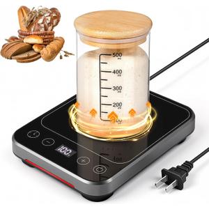 Sourdough Starter Warmer Mat, Sourdough Heating Mat for 2440oz Jars, Precise 1F Thermostat Control (70-100F) Sourdough Warmer, 0-12 Hour Timer, Auto Shut-Off, Ideal for Home Baking