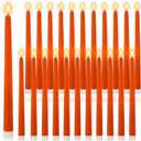Macarrie 24 Packs Flameless Taper Candles Battery Operated Fake 11 Inch Long Candlelight LED Flameless Candlesticks Flickering Tapered for Spring Summer Wedding(Orange)