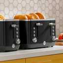 GE 2 Slice Black Stainless Steel Toaster, Extra Wide Slots for Toasting Bagels, Breads, Waffles & More, 7 Adjustable Shade Settings, Removable Crumb Tray, Countertop Kitchen Essentials, 850 Watts