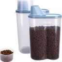 GreenJoy 2 Pack 2lb/2.5L Pet Food Storage Container with Measuring Cup, Can Covers and Bowl for Small Dog, Cat, Waterproof-BPA Free (Blue)