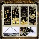 Panelee 4 Pcs Ramadan Mubarak Porch Sign Banners Black Gold Eid Mubarak Decorations Muslim Ramadan Kareem Door Banner Backdrop for Home Doorway Indoor Outdoor Wall Hanging Decor