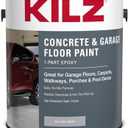 KILZ 1-Part Epoxy Acrylic Concrete & Garage Floor Paint, Silver Gray, Satin, Interior/Exterior Concrete Paint for Basement Floors, Porches, Driveways & Pool Decks, 1 Gallon
