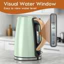 Electric Kettle for Boiling Water, 1.7L Visual Water Window Stainless Steel Electric Water Kettle, 1500W BPA-Free Hot Water Kettle Pot, Auto Shut Off & Boil-Dry Protection, Green