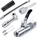 Grease Gun Accessory Kit,includes Grease Needle Dispenser, 2pcs Grease Needle Nozzles, 90 Degree Grease Coupler Adapter with Sleeves, Grease Gun Coupler, 12 Inch Grease-Gun-Hose, Zerk Fitting Cleaner