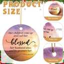 Syhood 6 Pcs Religious Christmas Ornaments Bulk Ceramic Pink Inspirational Christian Hanging Ornament Double Sided Printed Church Gifts Mother Gifts for Women Church Members, 3 Styles