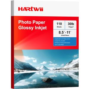 Thin Glossy Inkjet Paper 8.5x11 Inches, 110 Sheets brochure paper, 115gsm Photo Paper for Inkjet Printer with Dye Ink for Custom Chip Bag Party Favors (single-sided-30lb-110sheets)