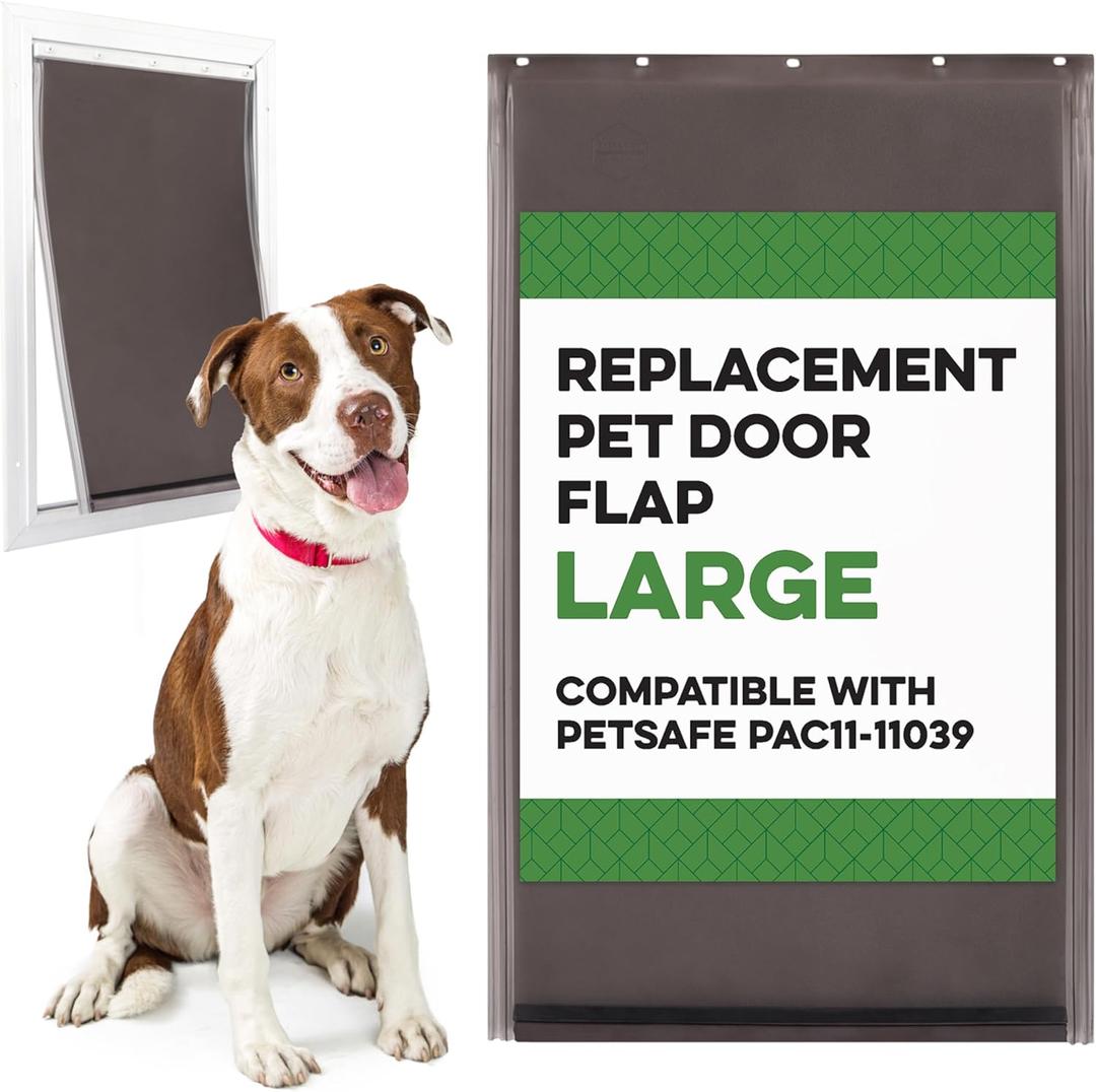 Evergreen Pet Supplies Replacement Dog Door Flap Compatible with PetSafe Freedom PAC11-11039 - Easy-Install Doggy Door Flap - Large, Brown