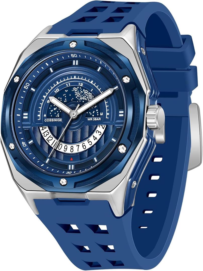COSSINIGE Mens Watches Waterproof Analog Sports Watch Business Casual Watches for Men Black Luxury Dress Work Watches