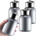 Mifoci 4 Pcs 10oz Mini Water Bottles Stainless Steel Slim Insulated Thermal for Hot Cold Drink Thermal Small Vacuum Portable Water Bottle for Women Gifts Travel Camping Hiking (Silver)