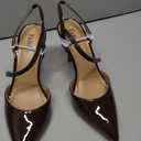 Closed Toe Slingback Heels Wedding High Stiletto Heel for Women 3.3 Inch Ankle Strap Pointed Toe Pumps Prom Dress Bride Shoes for Dinner Party Sexy (Size 8.5, Brown Patent)