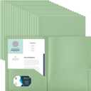 Gueevin 50 Pcs Plastic Folders with Pockets, Back to School Two Pocket Folder Fit Letter Size, Heavy Duty School Business Card Holder for Home Office, 11. 61 x 9. 45 Inches (Sage Green)