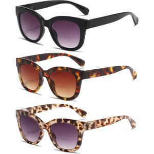 Bifocal Sunglasses For Women Reading Sunglasses 3 Pack UV400 Sun Readers Glasses With Spring Hinge +2.25