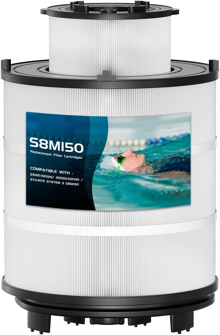 S8M150 System 3 Inner and Outer Cartridge Pool Filter Compatible with Sta-Rite System 3 S8M150, 170147, 25022-0203s, 25021-0202s, SR450 Swimming Pool Filter Cartridge, 450 Sq. Ft1