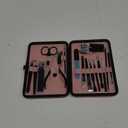 Manicure Set Professional Nail Clippers Kit Pedicure Care Tools- Stainless Steel Women Grooming Kit 18Pcs for Travel or Home (Pink)