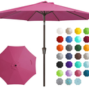 9FT Outdoor Patio Umbrella, Market Umbrella, Rose PinkOutdoor Table Umbrellas with 8 Sturdy, Tilt & Crank UV Protection Waterproof for Garden, Deck, Backyard, Pool