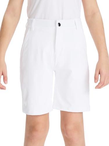 DEVOROPA Youth Boys Golf Shorts Stretch School Uniform Clothes Kids Flat Front Dress Chino Hybrid Twill Casual Shorts Pockets, Medium