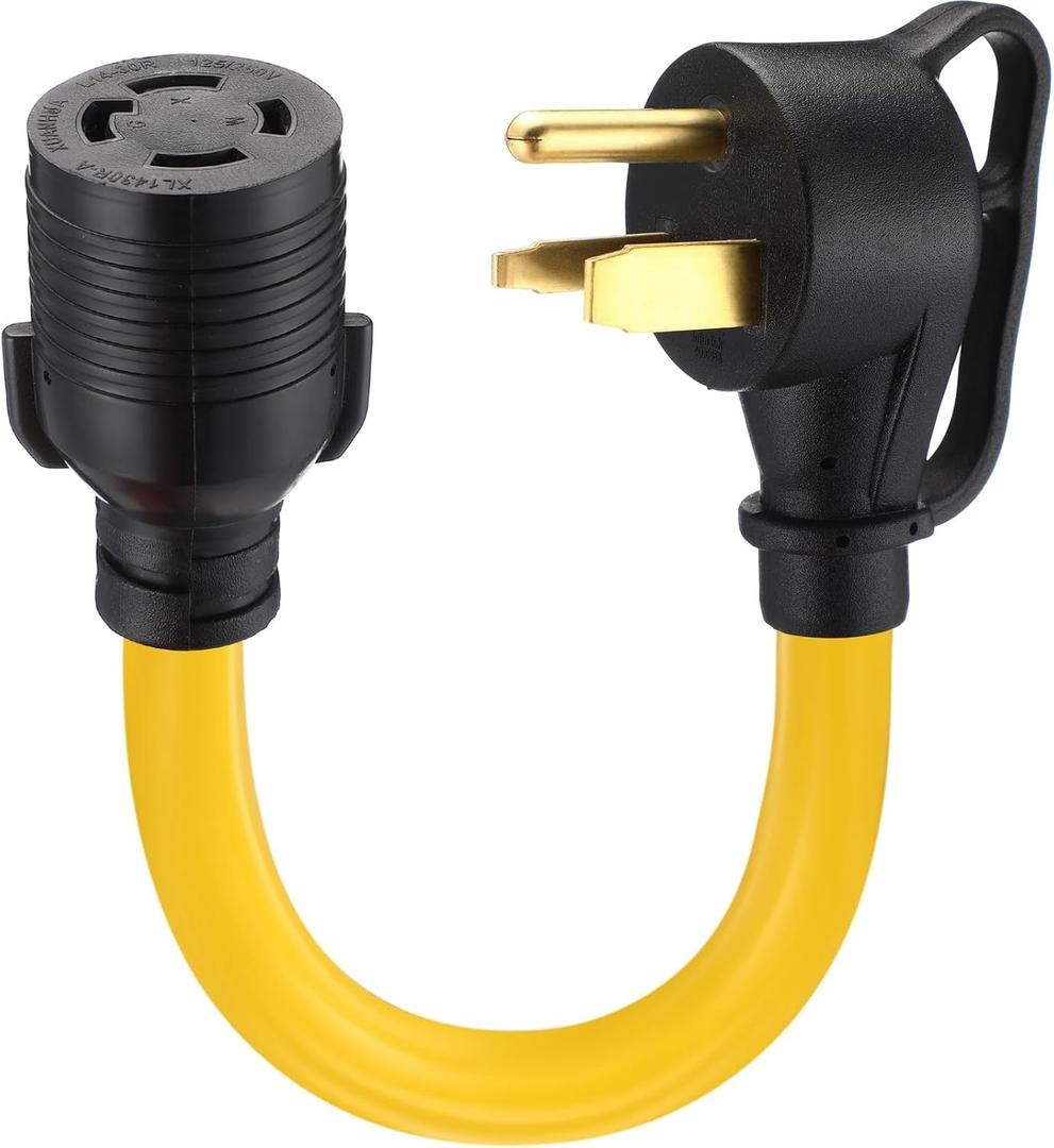 Tellegloww NEMA 6-50P to L14-30R 1 FT 30 Amp Welder Adapter Cord, 3 Prong 50amp Welding Outlet to 4 Prong 30amp Generator Locking Plug, Generator to Welder Adapter STW 10 AWG, ETL Listed