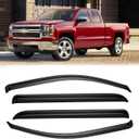 Window Visors for 2014-2018 Chevrolet(Chevy) Silverado & GMC Sierra 1500 Crew Cab, Rain Guards Vent Deflector Shade Dark Smoke for 15-19 Silverado & Sierra 2500HD/3500HD, Tape-On, 4PCS