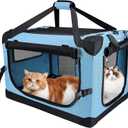 Large Cat Carrier for Car Travel, Soft Sided Collapsible Pet Carrier for Outdoor and Indoor Uses, Roomy Extra Large Cat Carrier for 2 Kittens or Puppies Up to 50lbs (Teal)
