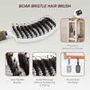 Boar Bristle Hair Brush 2PCS, Curved Vented Detangling Brush for Wet and Dry Hair, Styling Paddle Hairbrush for Women Men Kids Curly Straight Thick Long or Short Hair (Black, White)