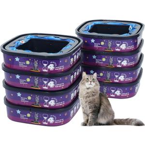 8 Pack Cat Litter Refill Bags Cartridge Compatible with Genie Cat Litter Standard, Plus and XL Plus Pails Easy-Lock Odor Control (NOT Compatible with XL)