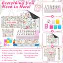 179 Pcs American Mahjong Tile Set with Floral Carrying Bags 166 Tiles 4 All in One Color Racks Pushers Mat Accessories Mahjong Game Set for Family Game Night Gifts Travel Home Play, 31.5 x 31.5 inches
