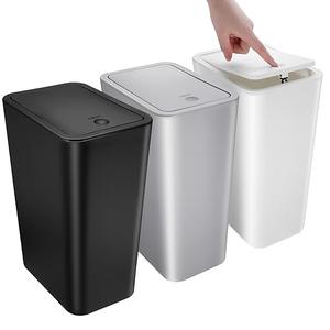 SHPMXUPW 2 Pack Bathroom Small Trash Can with Lid,10L / 2.6 Gallon Slim Garbage Bin Wastebasket with Pop-Up Lid for Bedroom, Office, Kitchen, Craft Room, Fits Under Desk/Cabinet/Sink