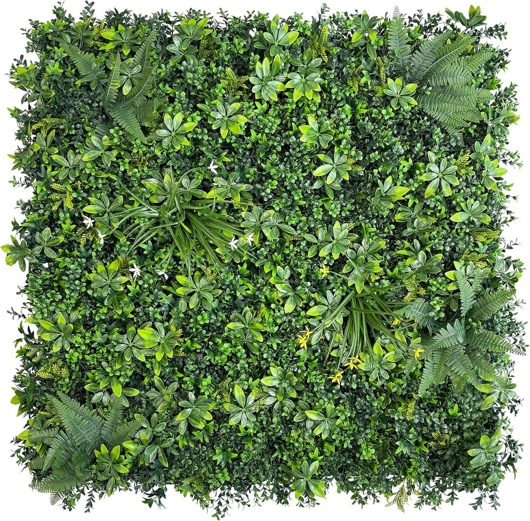 Greenery Wall Panels,40"x 40" Artificial Grass Wall Backdrop Boxwood Ivy Fence Privacy Screen with UV Protection,Fake Grass Leaf Hedge Fence Screen for Outdoor,Indoor,Garden,Backyard and Decor