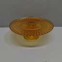 Amici Home Rochester Footed Glass Cake Stand | Round Vintage Style Cake Plate | Serving Platter for Cupcakes, Cookies | Dessert Display Stand for Parties, Weddings, and Gift (Amber)