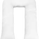 U-Shaped Body Pillow, Made in USA Full Body Maternity & Side Sleeper Pillow with 100% Cotton Cover & Hypoallergenic Down Alternative Fill, Adjustable Side Sleeper Support