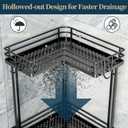 Consumest Corner Shower Caddy Standing - 3-Tier Stainless Steel Shower Organizer with Soap Holder and 4 Hooks, Large Capacity Corner Shelf Stand for Bathroom, Rest Room, Black