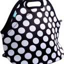 Lunch Tote, OFEILY Lunch boxes Lunch bags with Fine Neoprene Material Waterproof Picnic Lunch Bag Mom Bag (White Dots)