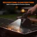 Electric Grill Brush with Dual Stainless Steel Rollers, Cordless & Rechargeable BBQ Grill Cleaner, 320 RPS High-Speed Motor, LED Light, 2-Speed Control, Bristle-Free for Gas, Charcoal & Pellet Grills