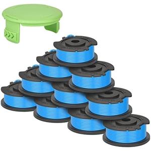 Generep Trimmer Spool Line for Greenworks - Single Line Auto-Feed Replacement Trimmer Spool, 10 Spools & 1 Cap