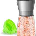 M JINGMEI Manual Salt or Pepper Grinder for Professional Chef, Best Spice Mill with Stainless Steel Cap, Ceramic Blades and Adjustable Coarseness, Refillable Glass Body with 6OZ Capacity