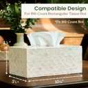 CHI AN HOME Rectangular Capiz Tissue Box Cover, Decorative Mother of Pearl Inlay Tissue Box Holder for Bedroom, Bathroom, Kitchen, and Office, Rectangle Tissue Box Cover White (10.25 x 5.9 x 4.33)