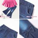 Toddler Girl Clothes Clothing Set Ruffle Long Sleeve Shirt with Flare Bow Jeans for 18M-7Y (2-3T, Pink)