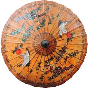 Bestage 33.5" Chinese Japanese Handmade Oil Paper Umbrellas Parasol,Thai Asian Fairy Crane Painted Decoration Umbrellas for Parties Photography Costumes and Other Events（1 PCS)