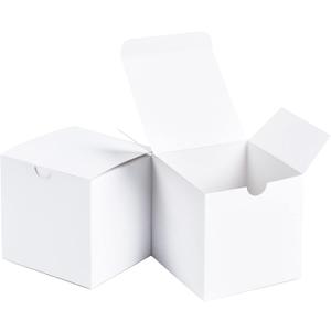 SHIPKEY 10PCS 8x8x8 Inch White Cardboard Gift Boxes with lids |Perfect for Party, Wedding, Christmas, Holidays, Birthdays, and Gifts Wrap, Cube Gift Boxes (20x20x20cm)