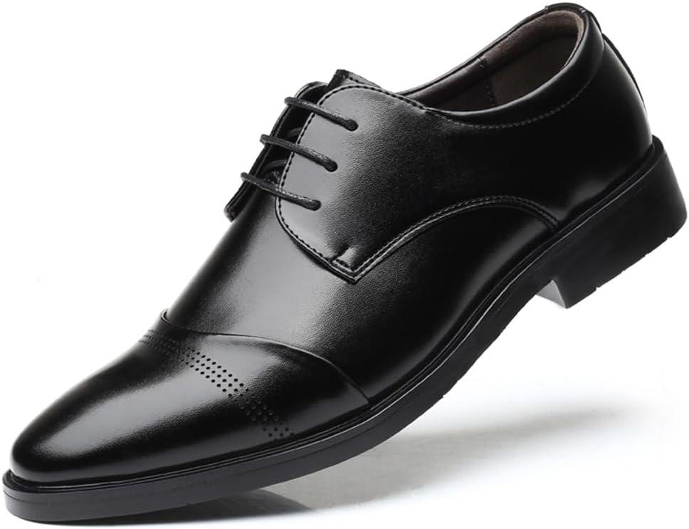 Men's Dress Shoes Casual Oxford Shoes Business Lace-up Derby Formal Shoes (7, Black)